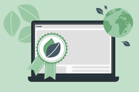 Klimaneutrale Website Grafik mit einem Laptop.