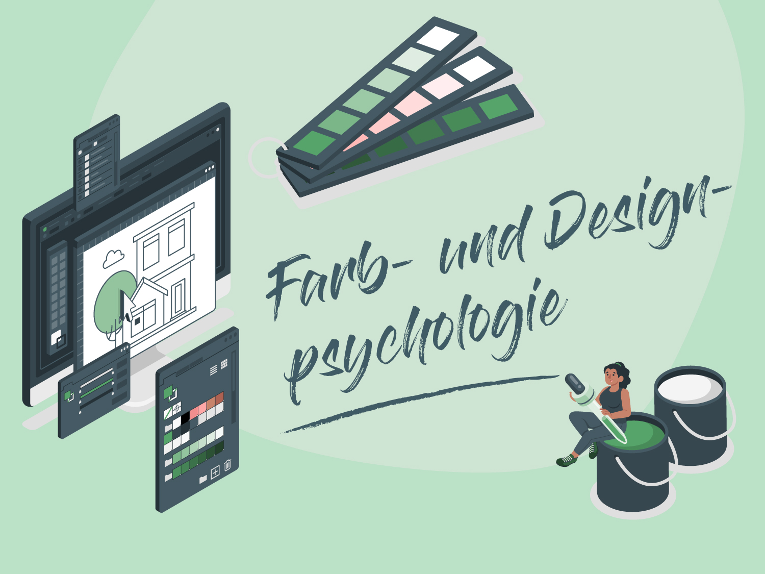 Farb- und Designpsychologie Grafik mit Designelementen.